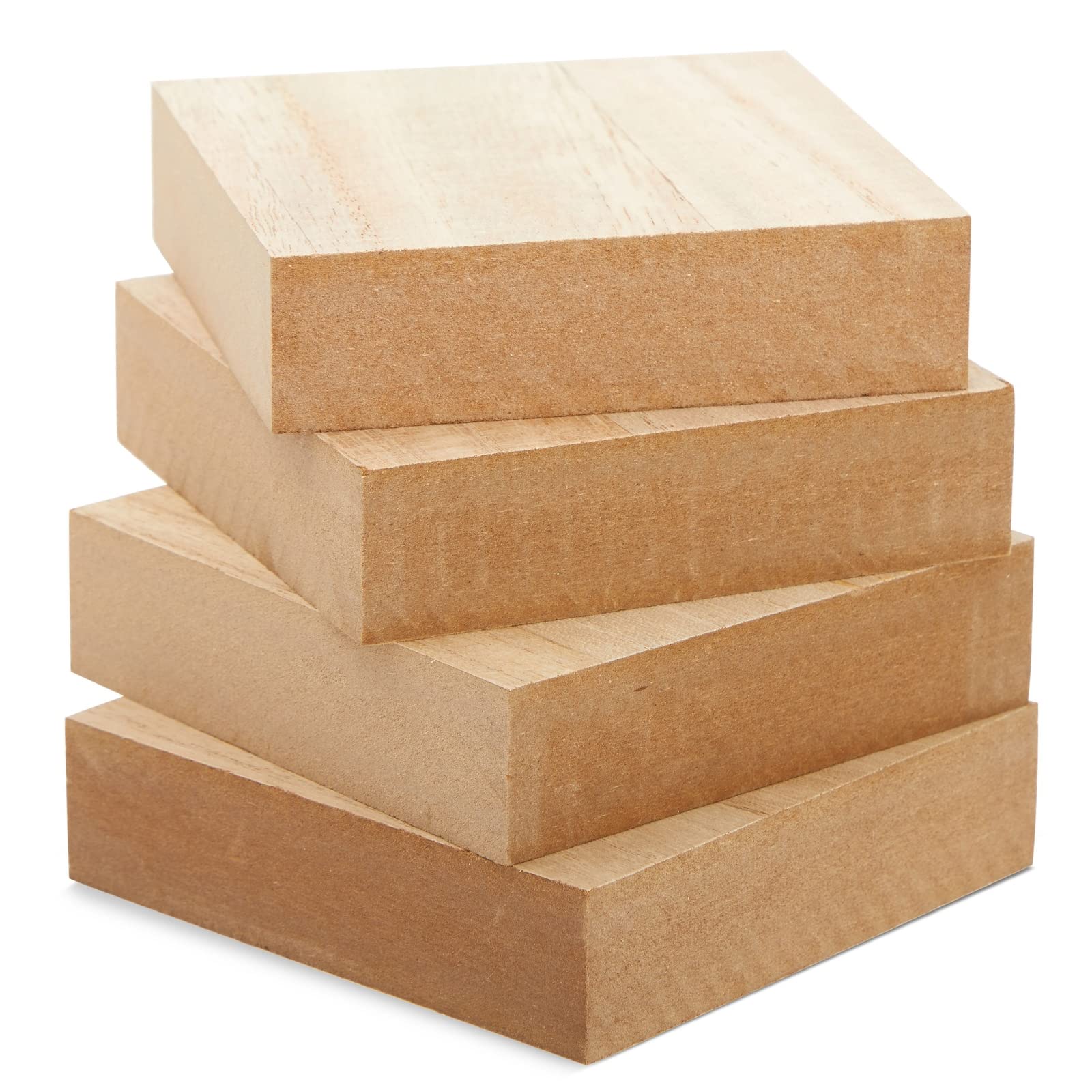 Bright Creations Unfinished MDF Wood Blocks for Crafts, 1 in Thick Wooden Square Blocks (4x4 inches) - Pack of 4 - Unfinished Wood