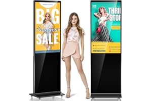 antfraer 43Inch Digital Signage Kiosk, Touchscreen Digital Signage, Android 11.0 OS 2K Auto Media Player, Indoor Advertising Display Totem with WiFi & HD Inputs Digital Signage Player