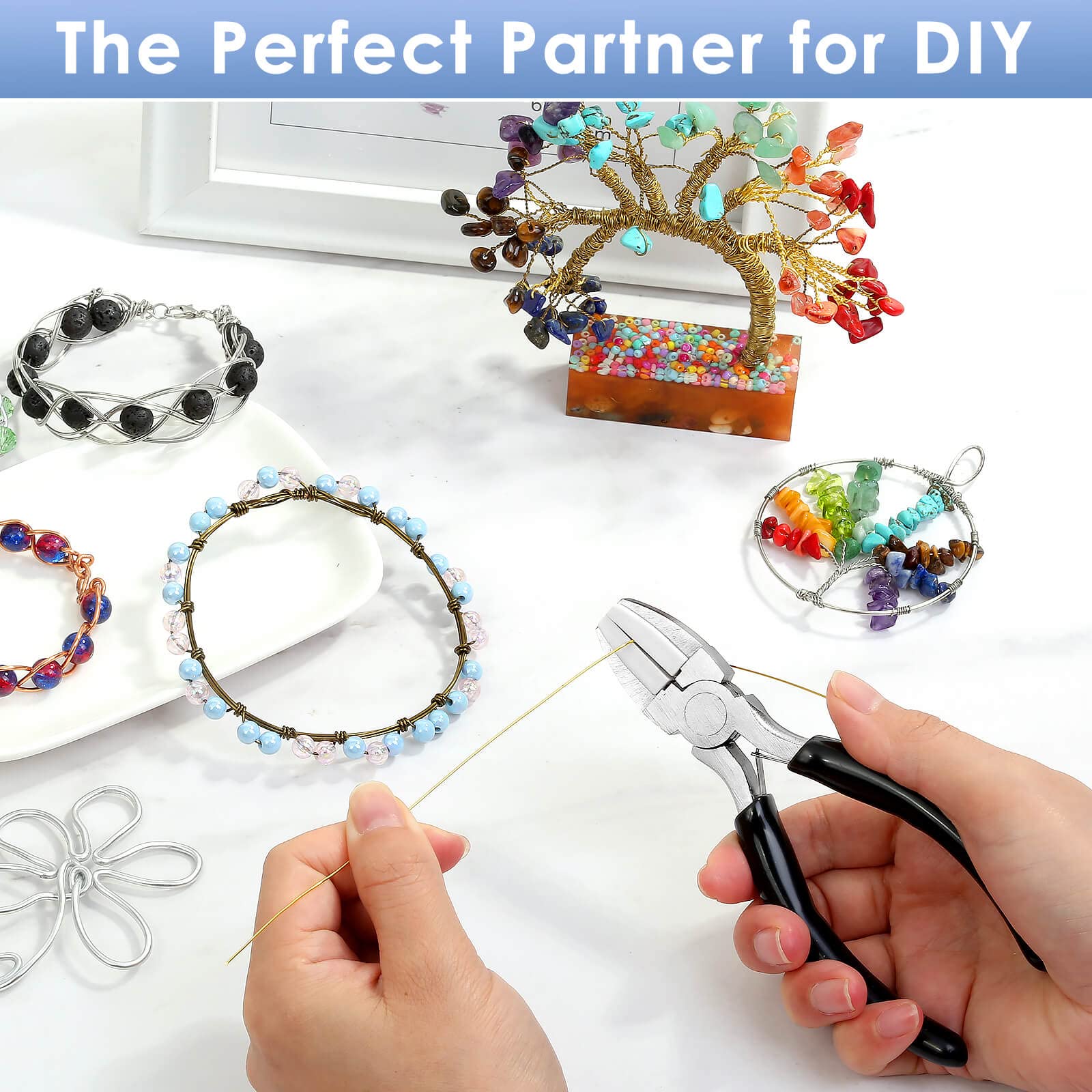 Billbotk Nylon Jaw Pliers for Jewelry Making - Flat Nose, Soft Jaw Pliers for Chain Making