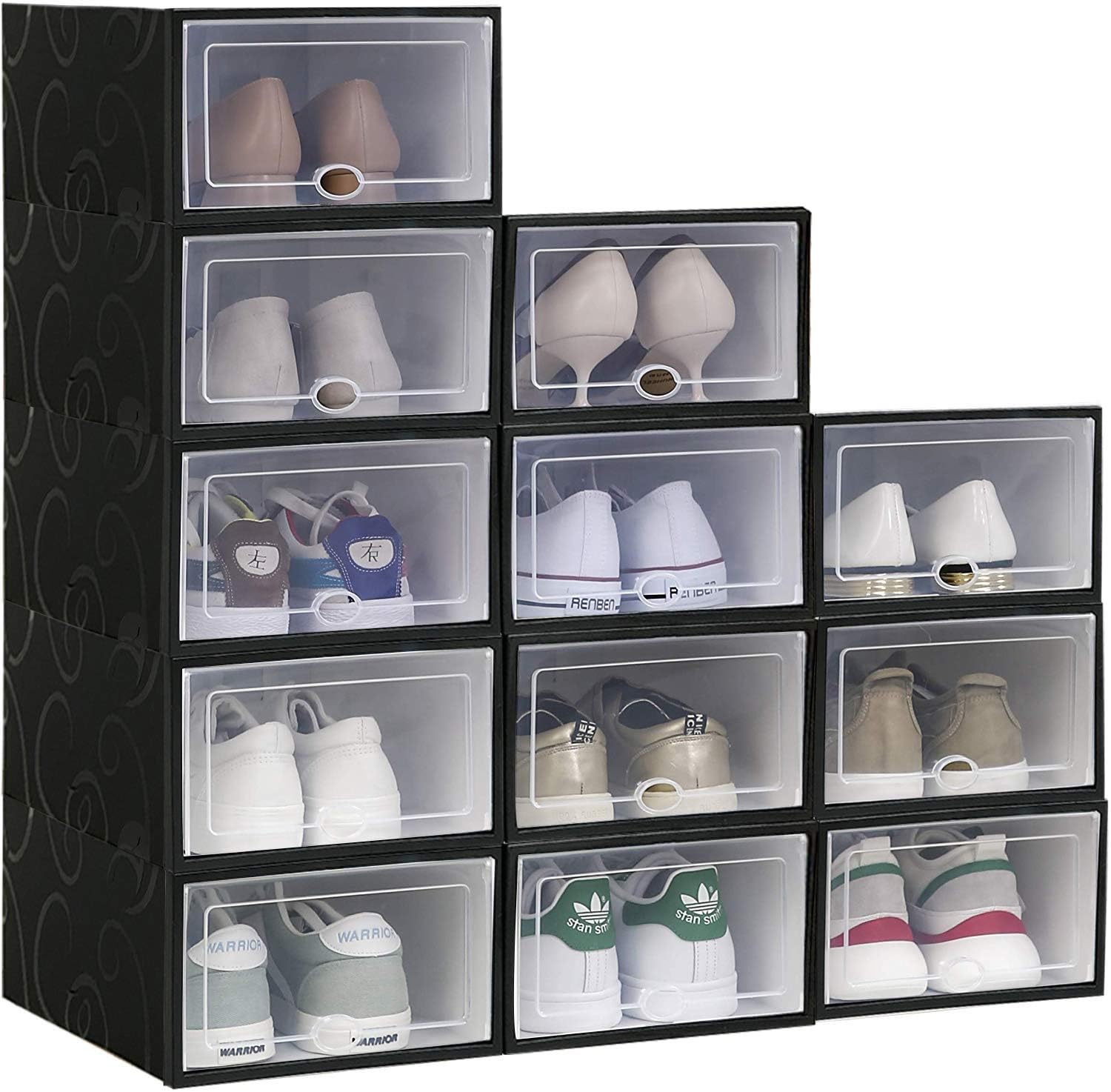 IRONLAND Shoe Box Stackable All Black 12