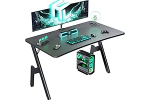 HLDIRECT Gaming Desk 32 Inch Gamer Desk Carbon Fiber Surface Computer Workstation Home Office Ergonomic PC Desk Simple Gaming