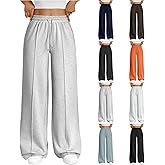 Womens Baggy Sweatpants Fleece Drawstring High Waisted Wide Leg Sweatpants Comfy Petite Athletic Joggers with Pockets