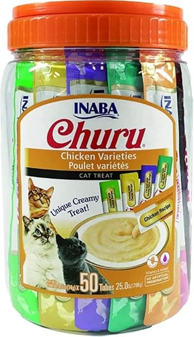 INABA Churu Cat Treat Variety Bucket 700g Chicken 50 x 14g Soft & Creamy