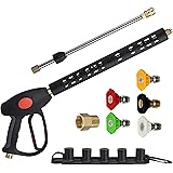 M MINGLE Replacement Pressure Washer Gun with Extension Wand, M22 15mm or M22 14mm Fitting, 5 Nozzle Tips, 40 Inch, 4000 PSI
