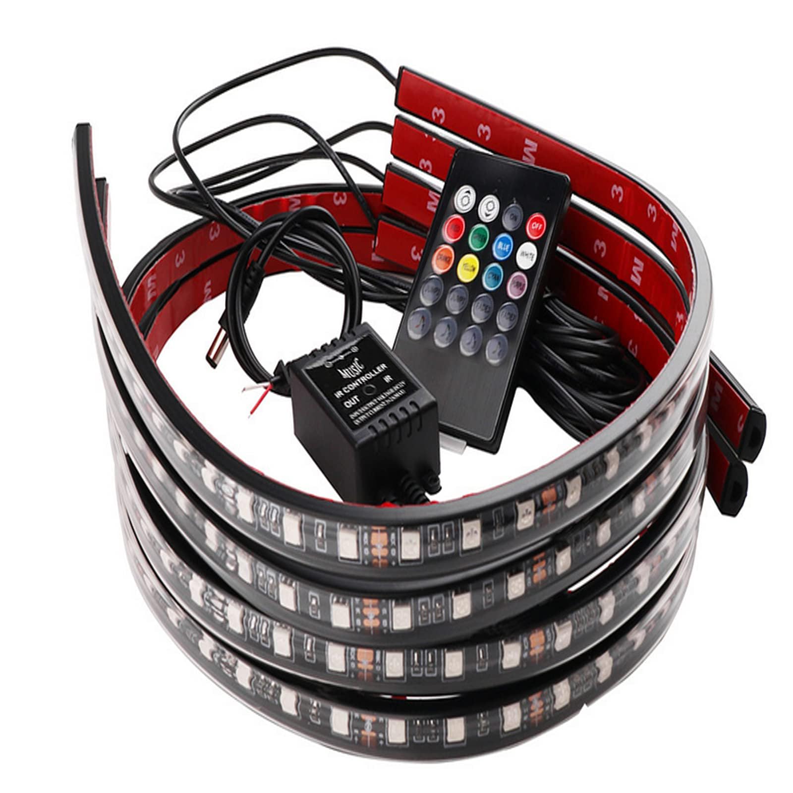 Lychee Interior Lights 7 Color LED Under Car Glow Underbody System Neon Lights Kit w/Sound Active Function and Wireless Remote Control (90cm*120cm)