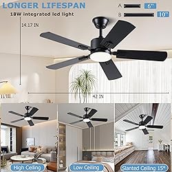 42 inch Modern Ceiling Fans with Lights APP/Remote