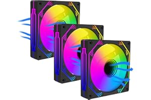 PANO-MOUNTS 120mm ARGB Fan Infinity Mirror Reverse Airflow 5V 3Pin Addressable RGB PWM PC Computer Water Cooler CPU Case Fan 500-1500RPM Black 3-Pack