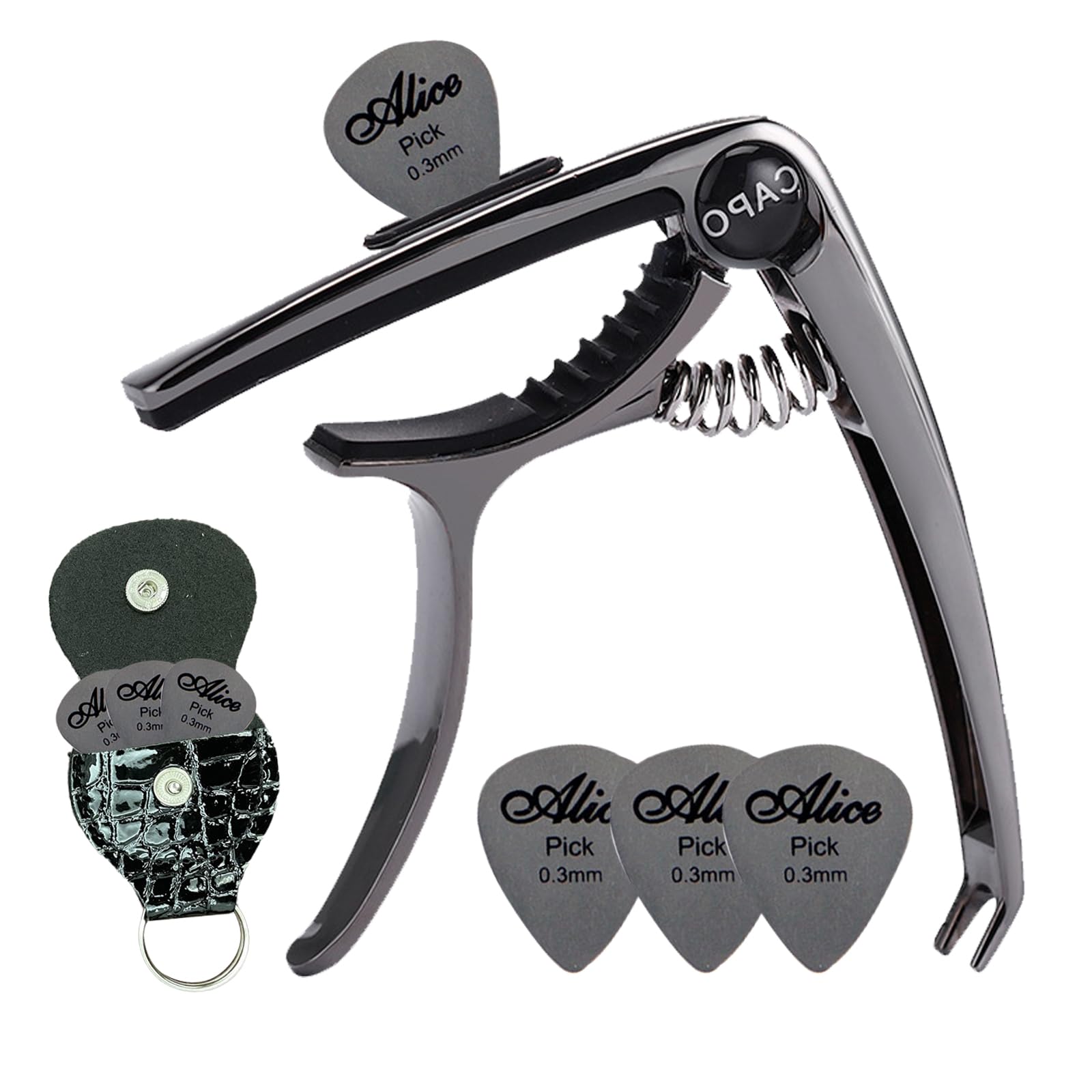KASESSS Capo, Guitar Capo, Capo for Acoustic Guitar, Guitar & Gear Accessories, Capo Electric Guitar with 3 Guitar Metal Picks and 1 Guitar Plectrum Bag Guitar Capo Acoustic for Ukulele Mandolin Banjo
