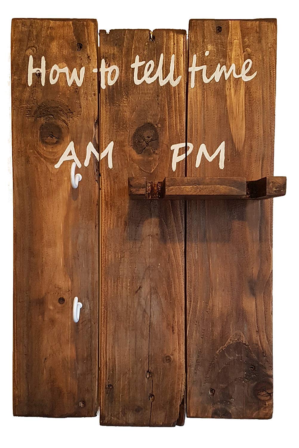 How To Tell Time AM PM Wine Lovers gifts for Women Wooden Funny Novelty Coffee Cup Mug Glass Holder Rack kitchen Sign present idea for her Mother's Day Christmas