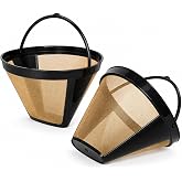 VINEVO Reusable #4 Cone Coffee Filter 2-Pack for Cuisinart 10-14 Cup | Washable 304 gold mesh #4 cone filter 2-pack for Cuisinart &amp; Ninja brewers. Brews rich coffee with no paper filters.