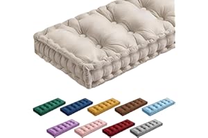 Threehoney Bench Cushions for Indoor Furniture 42x16 in Velvet Kitchen Dining Piano Window Seat Cushion, Tufted Patio Porch Swing Thicken Bench Pad Memory Foam(Ivory White)