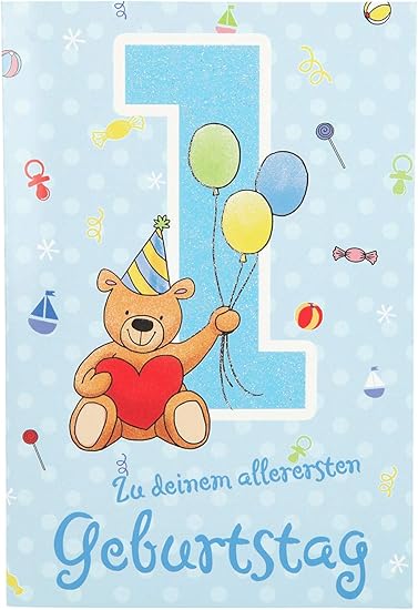 Depesche 5698 001 Biglietto Di Auguri Con Musica 1 Compleanno Colore Blu Amazon It Giochi E Giocattoli