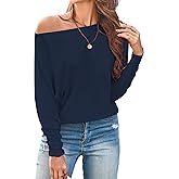 Cakulo Womens Off The Shoulder Sweater Batwing Long Sleeve Casual Knit Tops 2026 Lightweight Pullover Sweaters