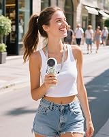 EasyAcc Portable Handheld Turbo Fan 13550RPM 4000mAh USB-C 5 Speeds White Green view 4