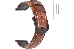 Vintage Leather Watch Band EACHE Watch Strap Oil Wax/Discolored Litchi Grain Genuine Leather Replacement Watchband for Men for Women 18mm 19mm 20mm 21mm 22mm 23mm 24mm