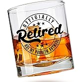 Retirement Gifts for Men – Funny Whiskey Glass ‘Officially Retired, Not My Problem Anymore’ – Bourbon Retirement Gift for Dad, Husband, Grandpa, Papa or Coworker – Teacher Gag Gift for Retired Men