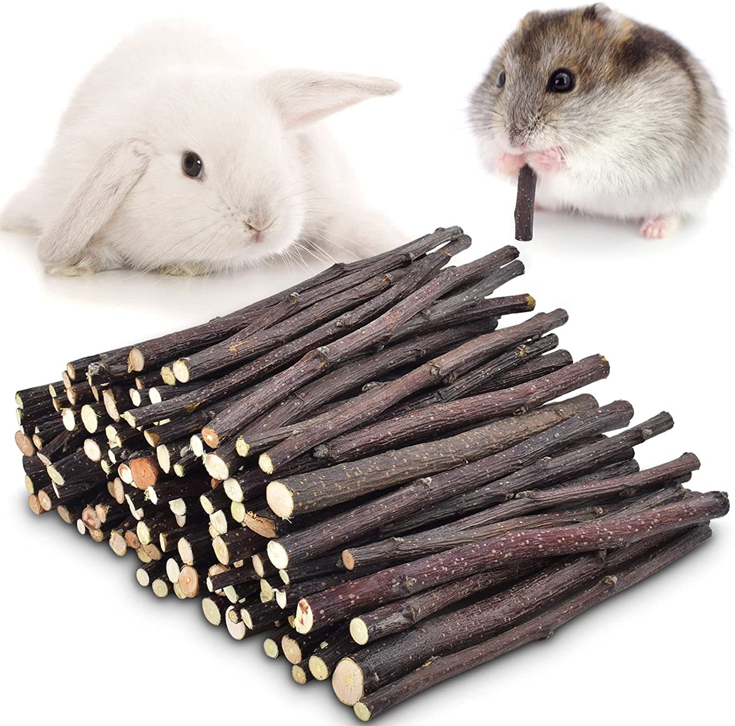 ERKOON Apple Sticks, 500g Organic Apple Wood Chewing Sticks for Rabbits, Guinea Pigs, Chinchillas, Hamsters, Gerbils, Rats and Other Small Animals, Natural Wood Molar Chew Toys and Treats
