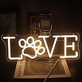 Love Paw Print LED Sign Decorative Neon Sign for Pet Store Bedroom Bathroom Decor Dog Cat Lovers' Home Wall Art Decorations Christmas Birthday Gifts (Warm white)