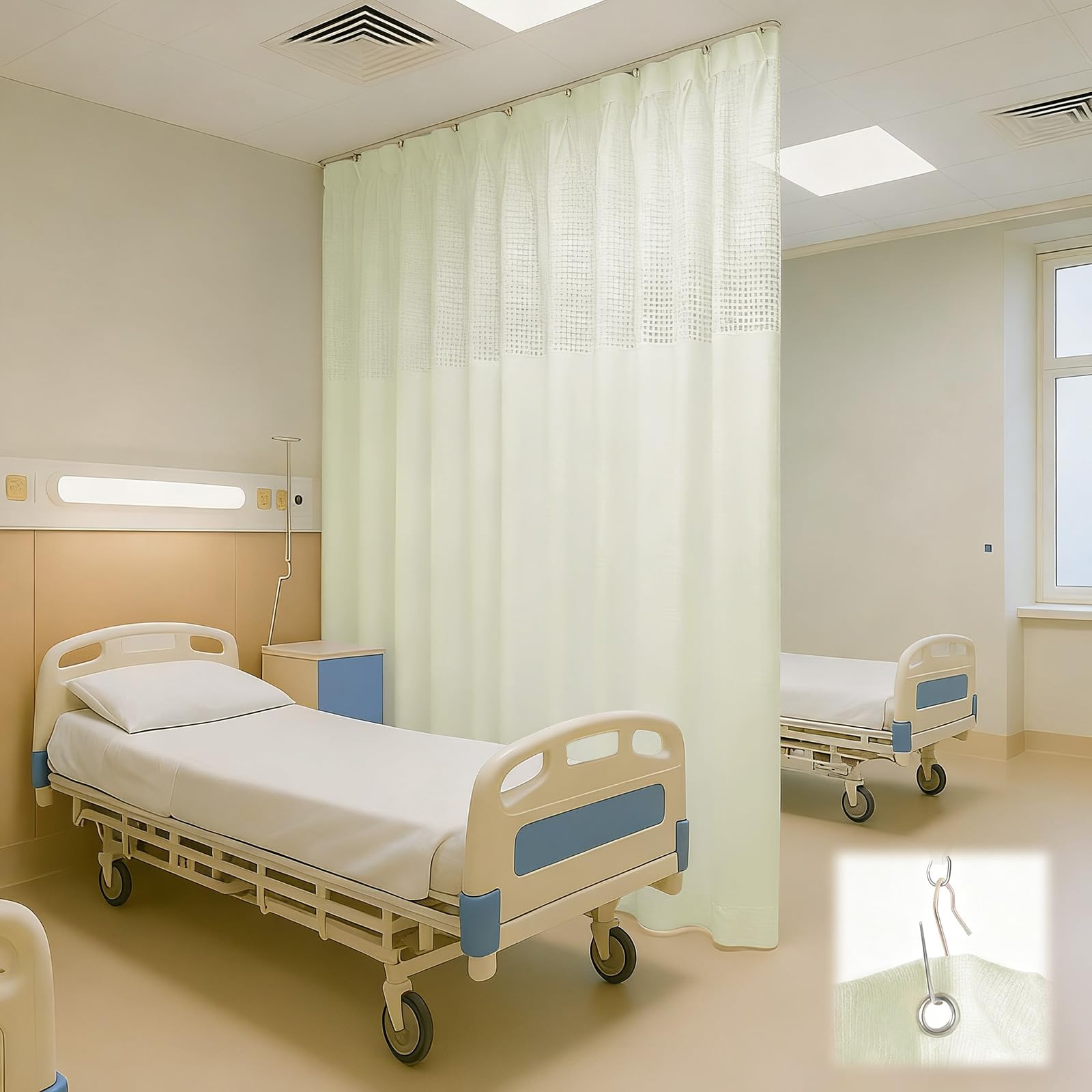 Photo 1 of Chapou 60"W x 96"L/5x8FT Inherent Flame Retardant Hospital Curtain Room Divider, Grommet Flame Resistant Cubicle Curtains Medical Privacy Curtain for Hospital, Medical Clinic, Lab, School, White