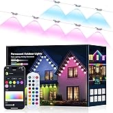 100FT Permanent Outdoor Lights for House, Smart RGB LED Eaves Lighting with APP & Remote Control, IP67 Waterproof Christmas Lights for Holidays, Parties & Year-Round Décor
