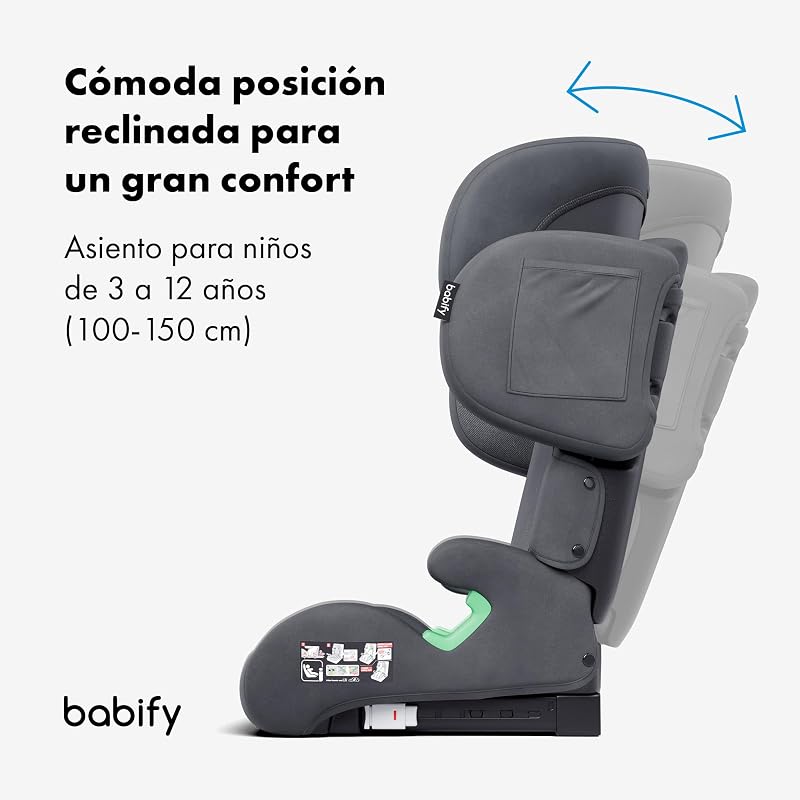 Assento de bebé FlexiFit Premium ISOFIX - para crianças dos 3 aos 12 anos (15-36 kg), ECE R129, encosto de cabeça de 11 posições, encosto ajustável, laterais extensíveis, design dobrável, cinzento