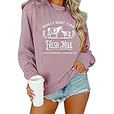 TAIUICY Women Nursing Sweatshirts Breastfeeding Zip Nursing Friendly Sweater Mama's Daily Farm Fresh Milk Pullover