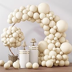 RUBFAC 129pcs Ivory white Balloons Different Sizes
