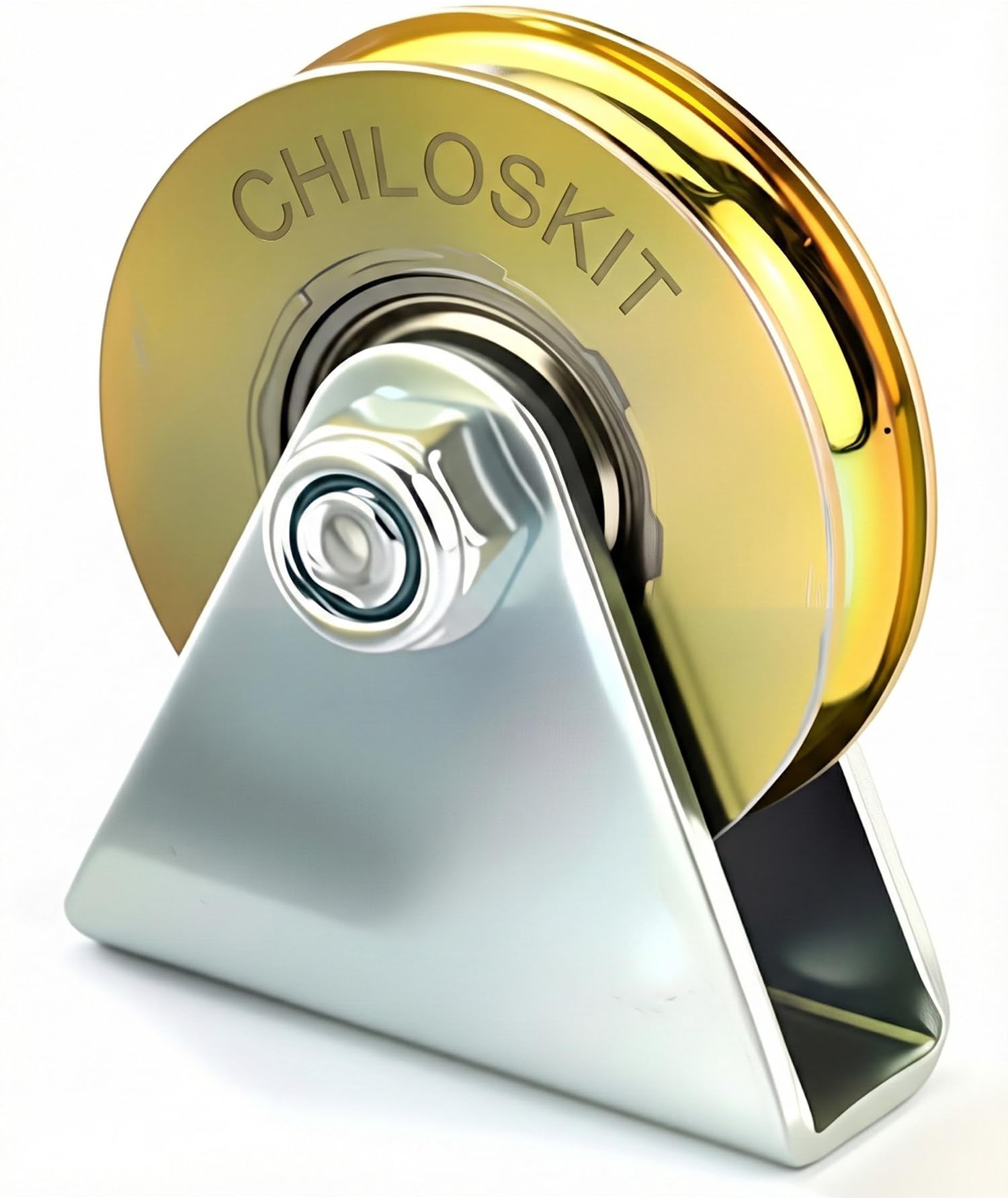 Chiloskit Small U Groove Wheel Pulley, Heavy Duty Silent Pulley Block Pulley Wheel for Cord Material Handling Moving and DIY Project Wall Ceiling Mount Pulleys Sliding Gate Roller, Loading 100Kg