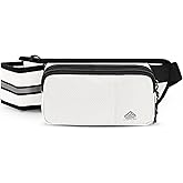 HTZPLOO Fanny Pack for Women Men with Water Bottle Holder,Waist Bag for Hiking,Travel,Running,Dog Walking,Workout,Cycling (White)