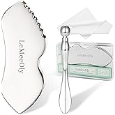 LeMeeOly Stainless Steel GuaSha & Eye Cream Applicator Facial Tools, Metal Guasha for Face Neck, Eye Massager Tool, Lymphatic Drainage Face Massage Tool, Skin Care Gift