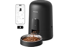 PETLIBRO Automatic Cat Feeder, Wi-Fi Rechargeable Cats Food Dispenser Battery-Operated with 30-Day Life, AIR 2.4G Wi-Fi Timed Pet Feeder for Cats & Dogs, 2L Auto Cat Feeder, Black