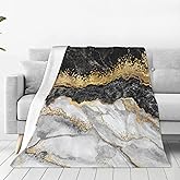 Black Gold Marble Printed Fleece Throw Flannel Blanket Soft Cozy Warm Decor Throws Lightweight Blankets for Couch Sofa Bed Chair 50x40