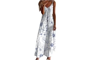 Ceboyel Summer Sundresses for Women 2024 Trendy Casual Floral Sun Dresses Spaghetti Strap Beach Maxi Dress Vacation Outfits