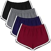 URATOT 4 Pack Yoga Short Pants Cotton Sports Shorts Gym Dance Lounge Shorts Dolphin Running Athletic Shorts for Women