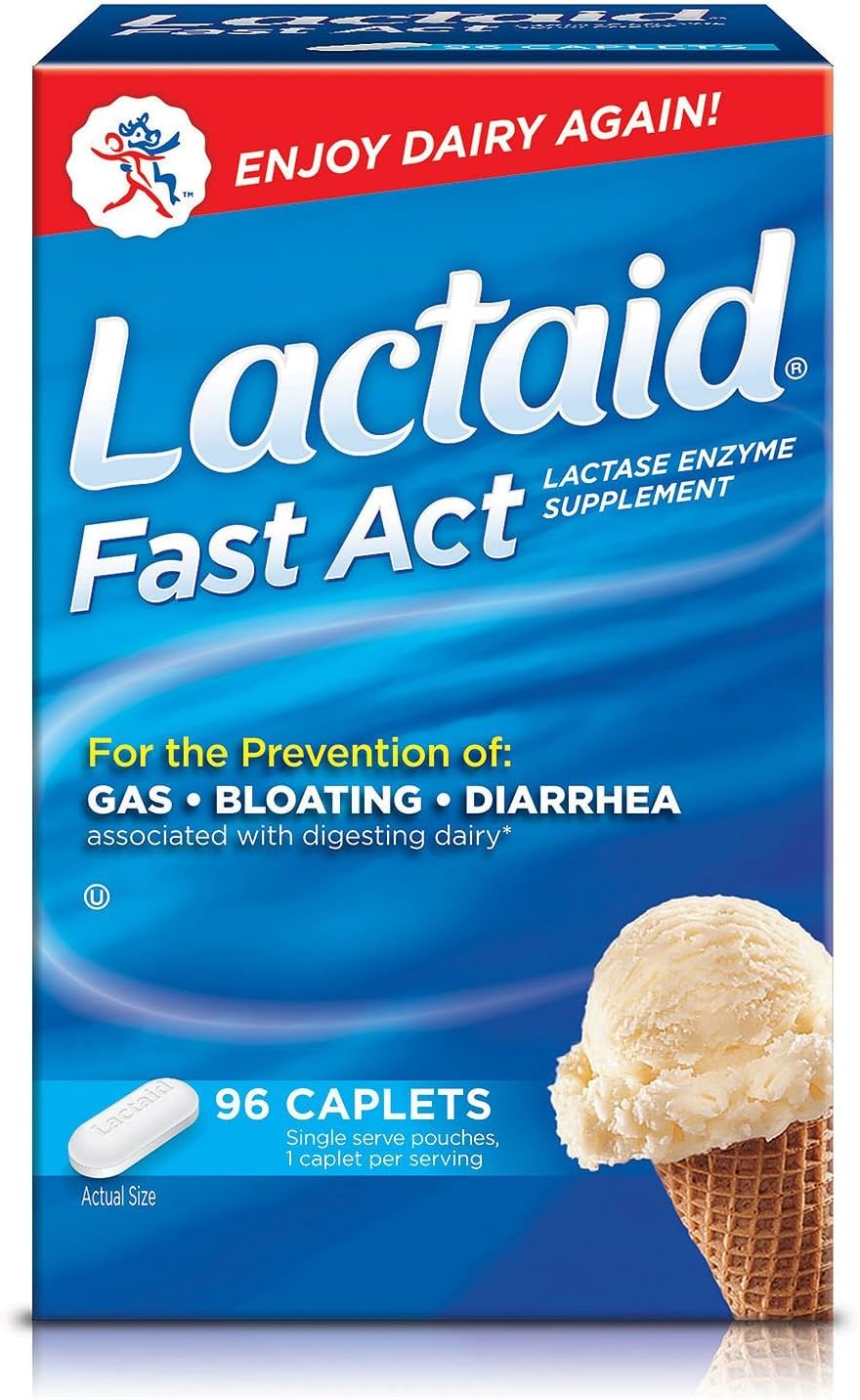 Lactaid Fast Act Lactase Enzyme Supplement, 96 ct.: Health & Personal Care