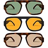 YMRFW Retro Square Aviator Sunglasses for Women Men 70s Vintage style Shades Trendy Flat Top UV Protection Sun Glasses