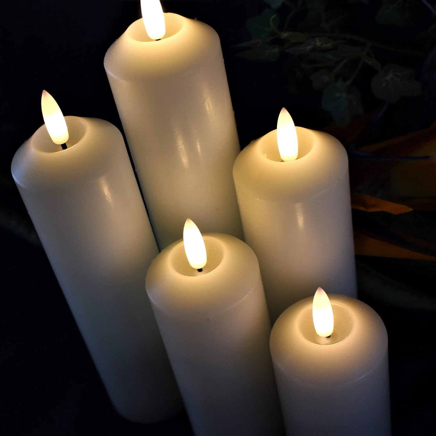 LED Lytes Timer Flameless Candles, 5 Ivory Wax Narrow Width Battery