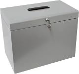 Cathedral Products A4 Steel File Box Grey with 5 Suspension Files UK Made