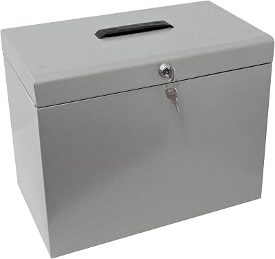 Cathedral Products A4 Steel File Box Grey with 5 Suspension Files UK Made