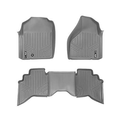 Smartliner Floor Mats 2 Row Liner Set Grey For 2002 2008 Dodge Ram 1500 Quad Cab 2003 2009 Ram 2500 3500 Quad Cab