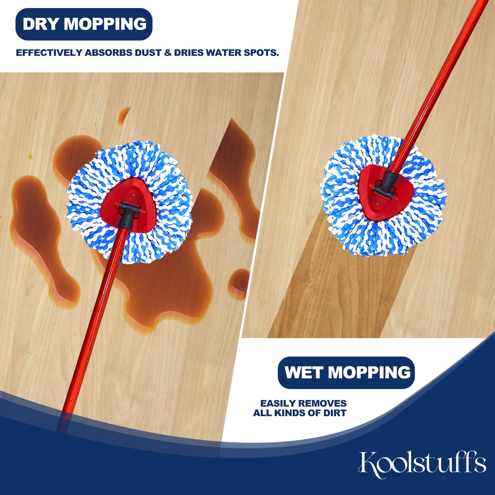 Spin Mop Replacement Head for Ocedar RinseClean 2-Tank System, 3 Pack Mop Head Replacement, Microfiber, Machine Washable, Easy to Replace and Deep Cleaning (NOT for 1-Tank System)