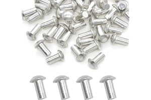 ASAMUYU 50 Pcs Aluminum Head Rivets, Half Round Rivets Solid Aluminum Rivets Fasteners Dome Head Rivets (m6x12)