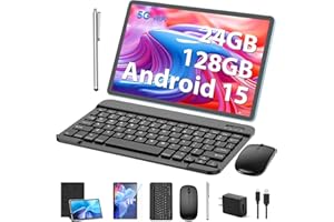 SUICOEY Android Tablet, 11 inch Android 15 Tablet with Keyboard, 24GB+128GB, 1TB Expand, 8000mAh, 5MP+13MP, 2.4G&5G WiFi, IPS Touch Screen, GMS Certified, 2 in 1 Tablets with Case, Mouse, Stylus(Black)