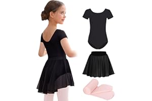 Mecceos Ballet Leotards Skirt and Tights Combo for Girls Toddler Dance Classical Gymnastics Leotard Dresses Tutu