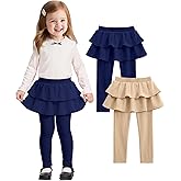 Witwot 2 Pack Toddler Girl Tutu Leggings Baby Girls Cotton Pants with Ruffle Skirt Size 18M-5T