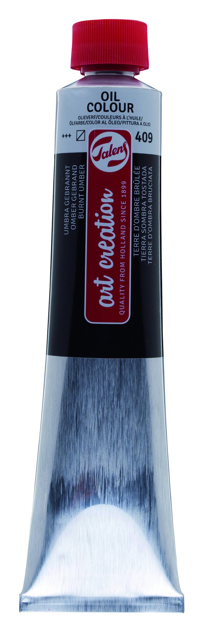Talens Art Creation Oil Colour Tube 200 ml - Burnt Umber 409 - Semi-Transparent with Excellent Lightfastness - Versatile and Intense for All Oil Painting Techniques