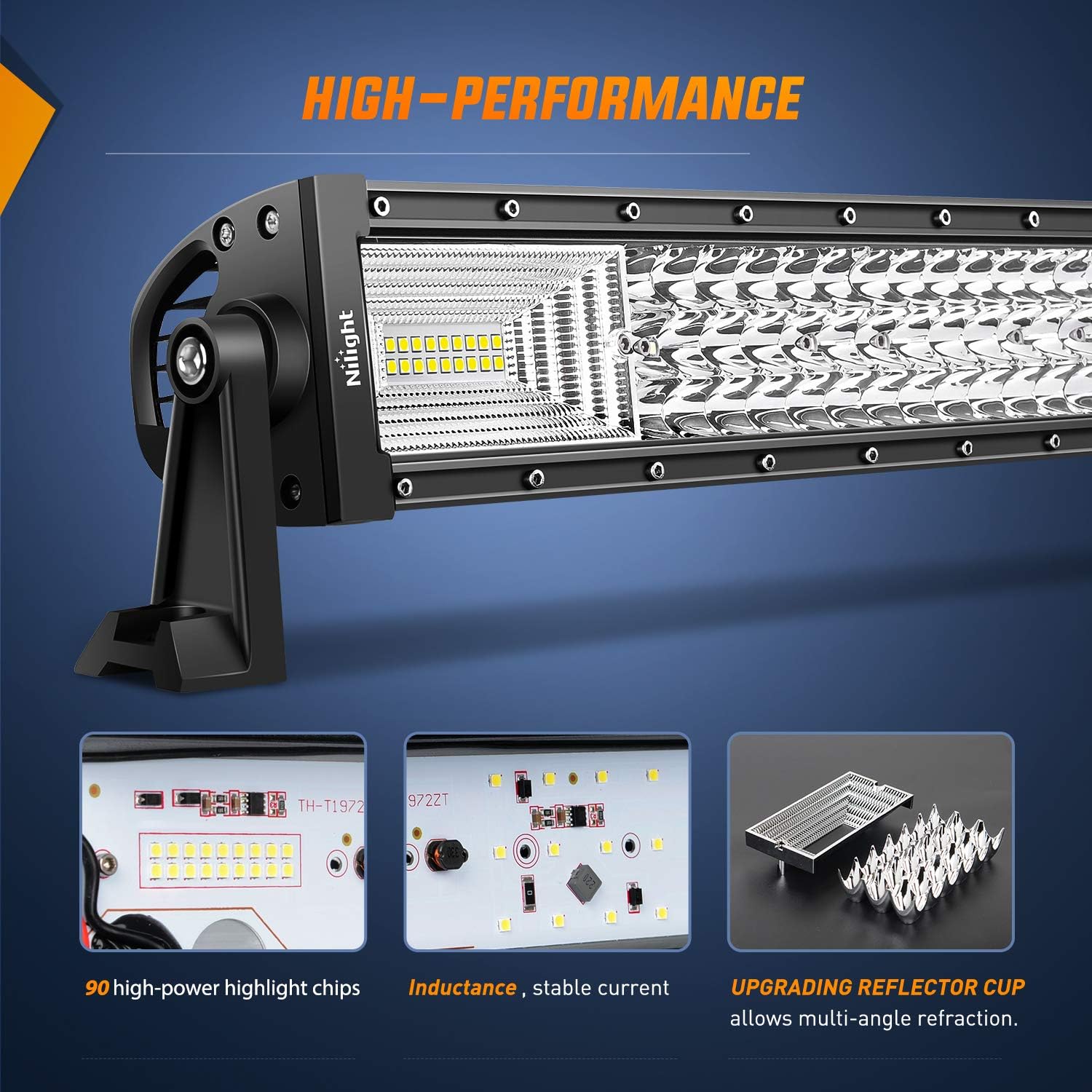 LED Light Bar Nilight 22Inch 270W Triple Row 27000LM Flood Spot Combo Beam Led Bar Driving Lights Boat Lights Super Bright Led Off Road Lights for Trucks,2 Years Warranty: Automotive