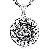 CEKAMA Triquetra Necklace for Women Men 925 Sterling Silver Celtic Knot Triquetra Pendant Irish Celtic Trinity Jewelry Birthday Gifts
