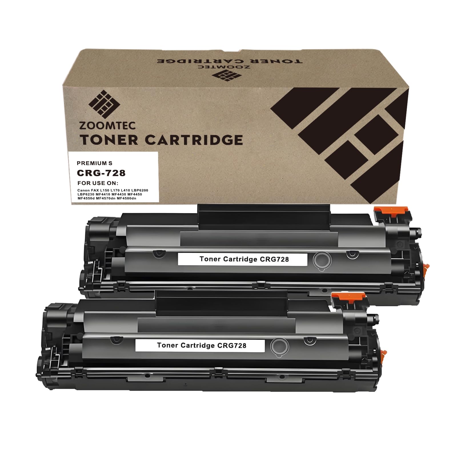 ZOOMTEC Replacement for Canon CRG-728 CRG 728 Compatible Toner Cartridge for Canon FAX L150 L170 L410 LBP6200 LBP6230 MF4410 MF4430 MF4450 MF4550d MF4570dn MF4580dn Printer (2 Black)