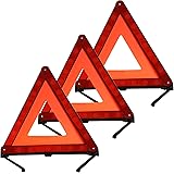 KAFEEK Reflective Warning Triangle Emergency Warning Triangle Roadside Safety Triangle Kits (Set of 3)